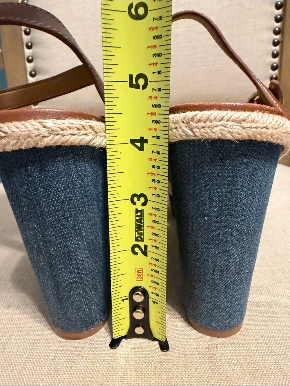Coach Tan Leather Espadrille Wedge Sandals Size 7.5